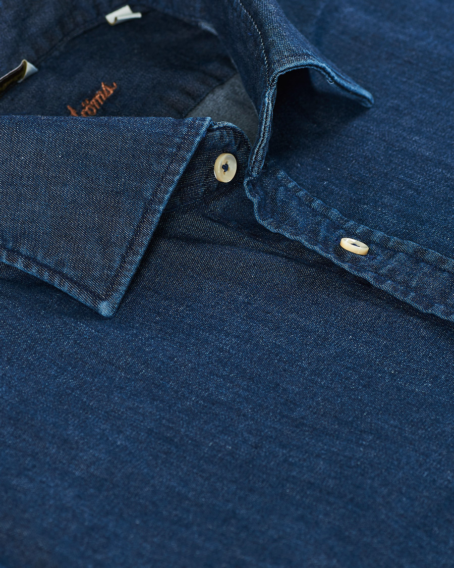 Herre | Skjorter | Stenströms | Slimline Garment Washed Shirt Dark Denim