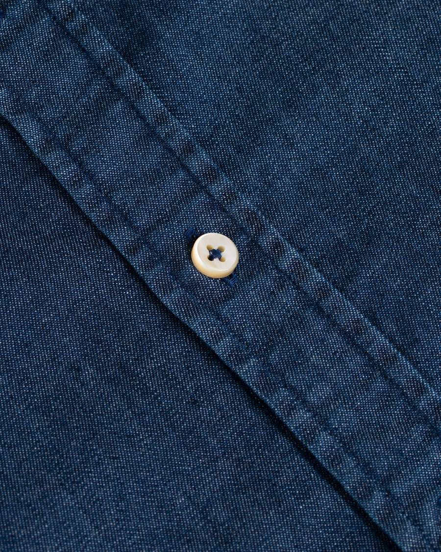 Herre | Skjorter | Stenströms | Slimline Garment Washed Shirt Dark Denim