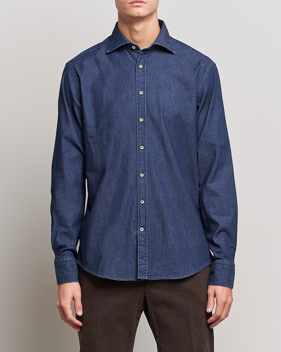 Herre | The Classics of Tomorrow | Stenströms | Fitted Body Garment Washed Shirt Dark Denim