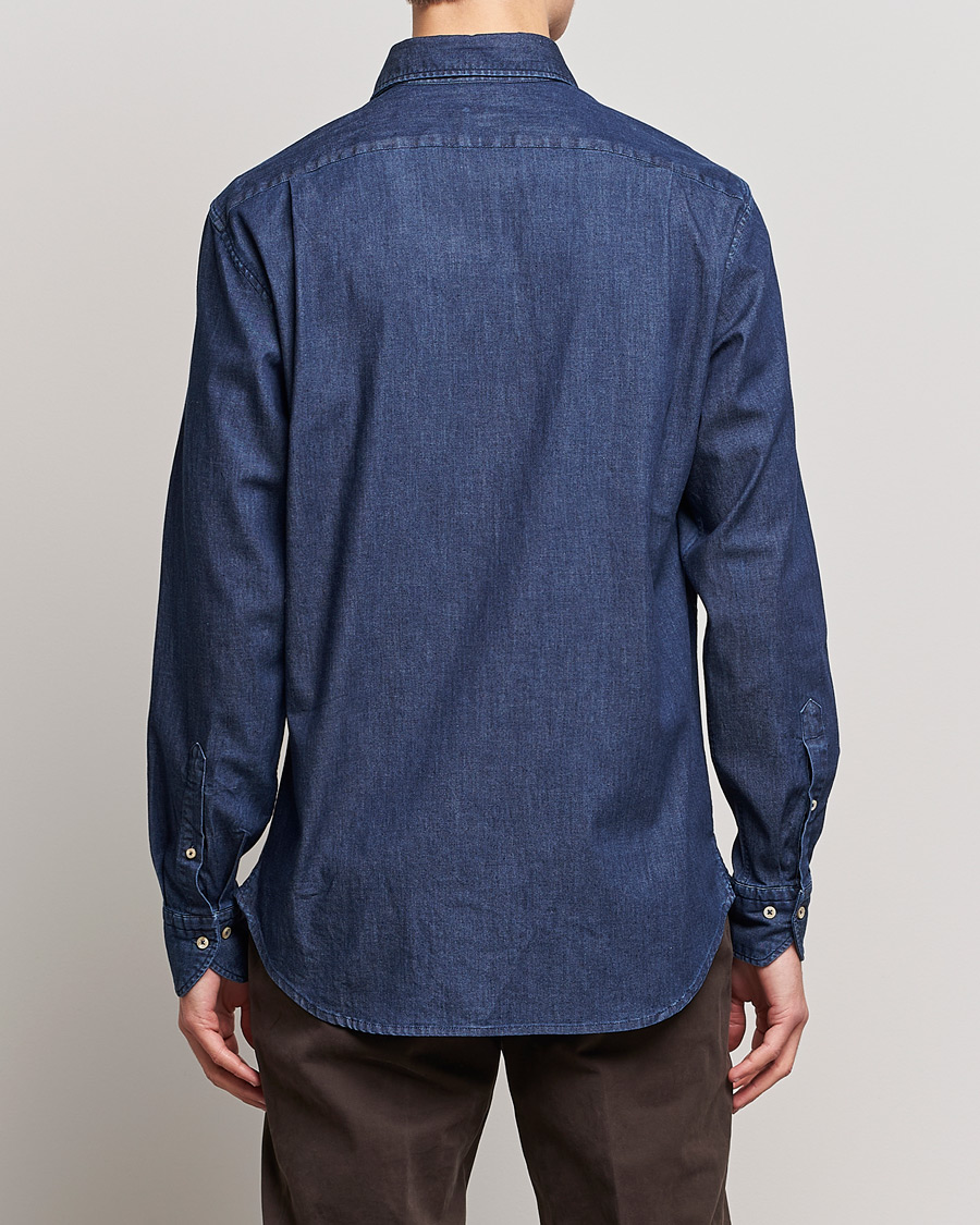 Herre | Skjorter | Stenströms | Fitted Body Garment Washed Shirt Dark Denim