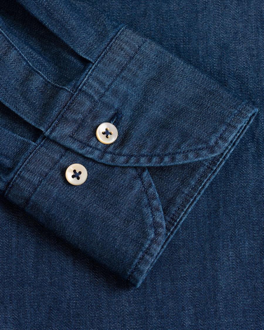 Herre | Skjorter | Stenströms | Fitted Body Garment Washed Shirt Dark Denim