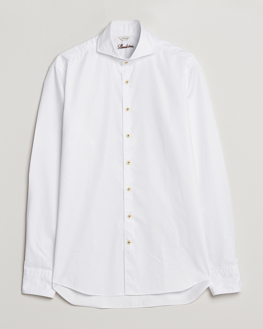 Herre |  | Stenströms | Fitted Body Washed Cotton Plain Shirt White