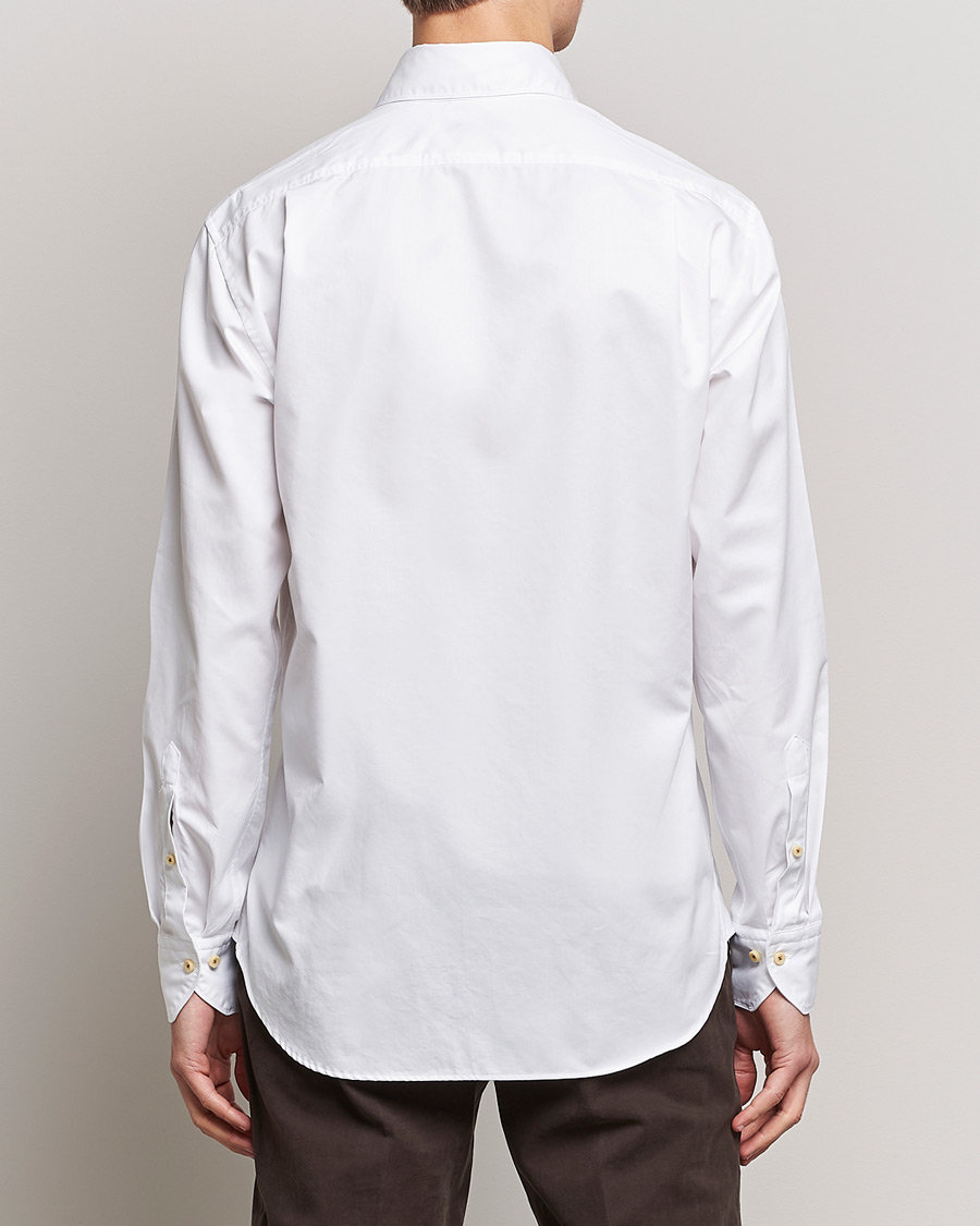 Herre | Skjorter | Stenströms | Fitted Body Washed Cotton Plain Shirt White