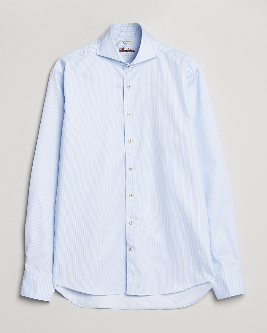 Herre | Skjorter | Stenströms | Fitted Body Pinstriped Casual Shirt Light Blue