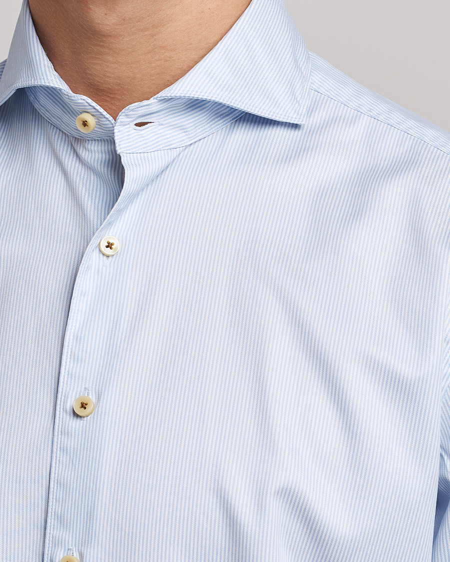 Herre | Skjorter | Stenströms | Fitted Body Pinstriped Casual Shirt Light Blue