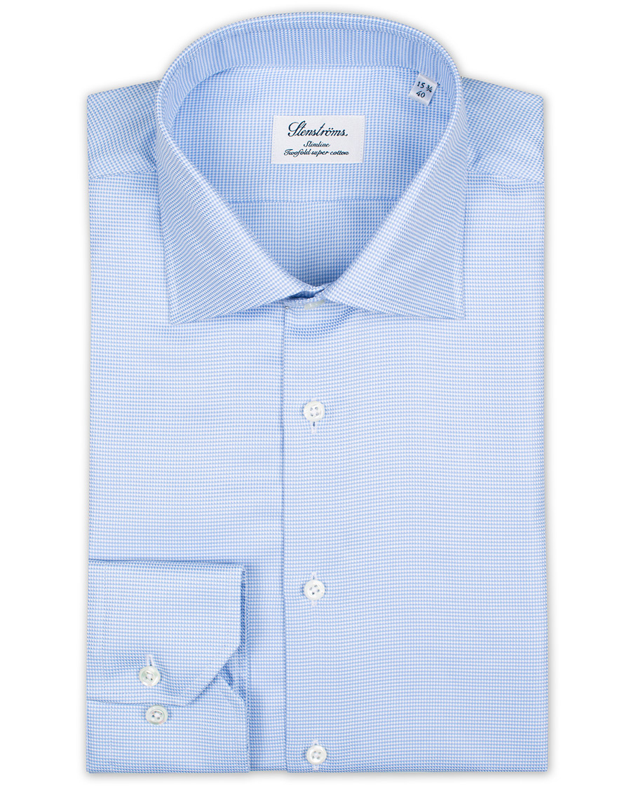 Herre | Skjorter | Stenströms | Slimline Houndstooth Shirt Blue
