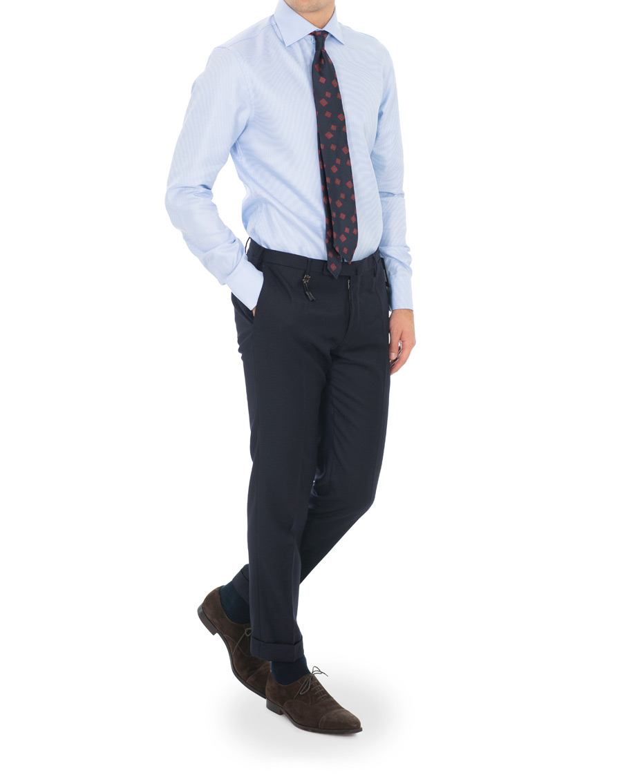 Herre | Skjorter | Stenströms | Slimline Houndstooth Shirt Blue