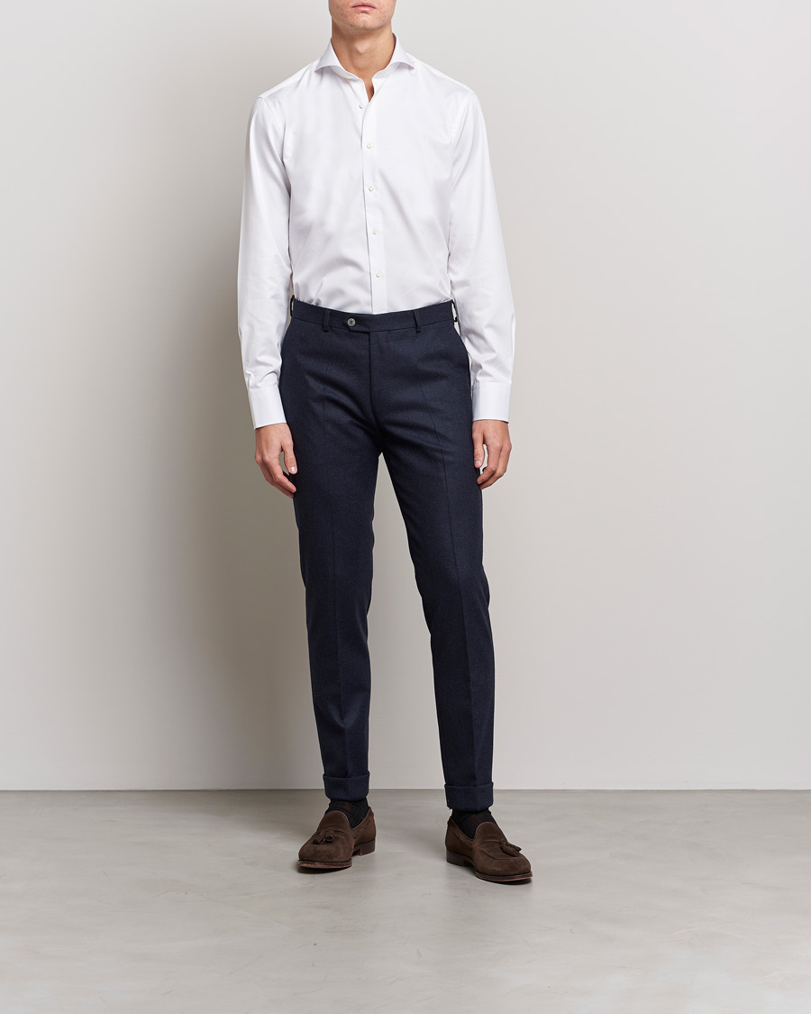 Herre | Businesskjorter | Stenströms | Fitted Body Extreme Cut Away Shirt White