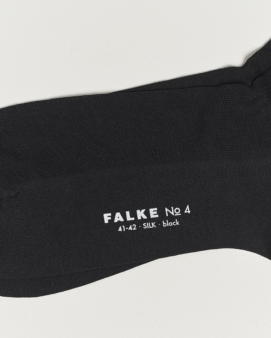 Herre | Knestrømper | Falke | No. 4 Pure Silk Socks Black