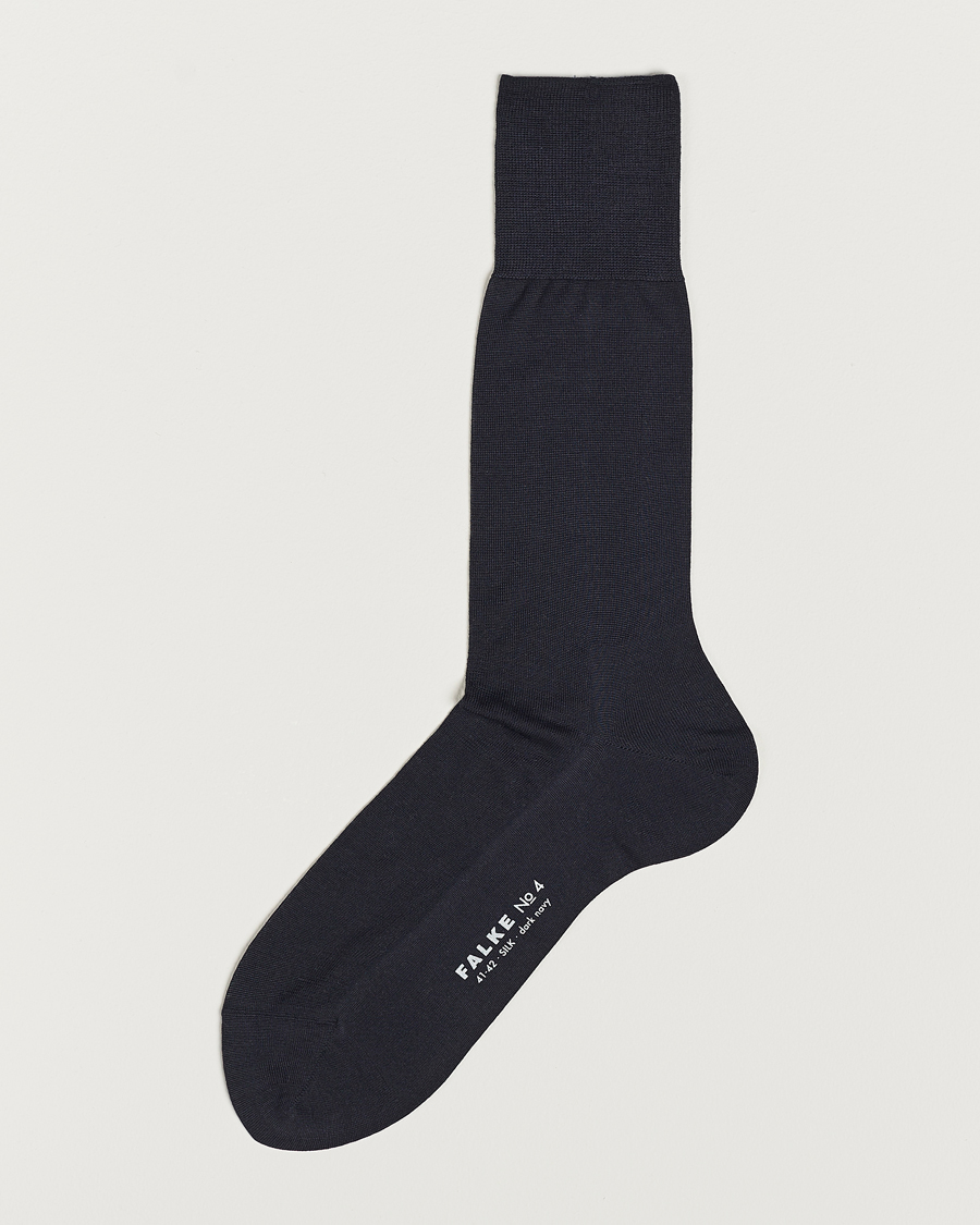 Herre |  | Falke | No. 4 Pure Silk Socks Dark Navy