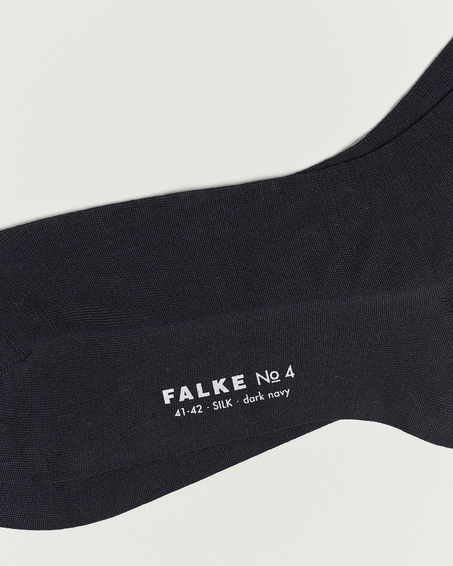 Herr | Knästrumpor | Falke | No. 4 Pure Silk Socks Dark Navy