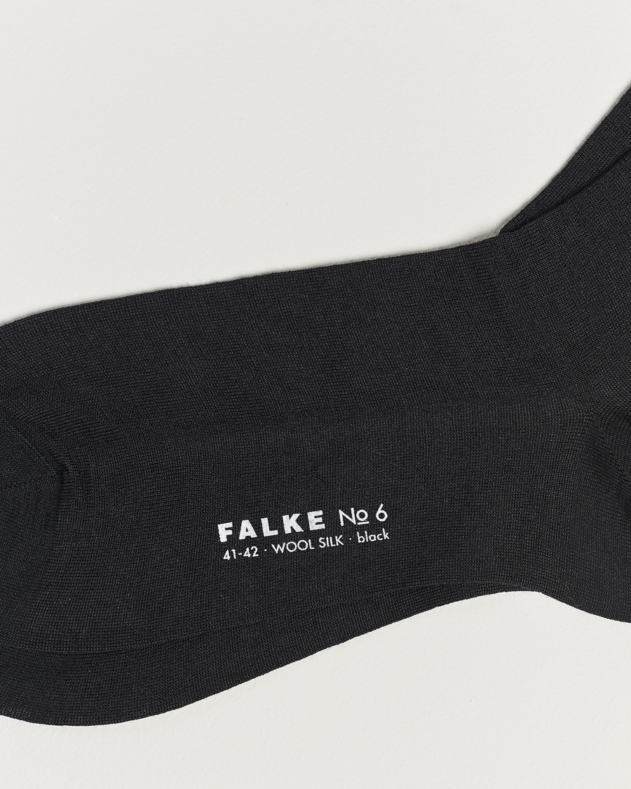 Herre | Sokker i merinoull | Falke | No. 6 Finest Merino & Silk Socks Black