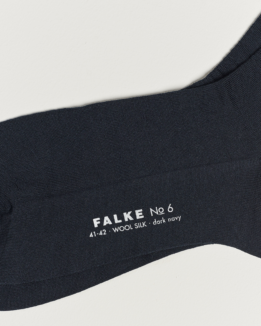 Herre | Sokker i merinould | Falke | No. 6 Finest Merino & Silk Socks Dark Navy