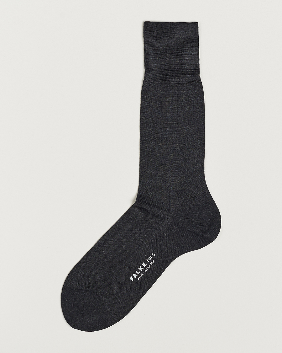 Herre | Undertøy | Falke | No. 6 Finest Merino & Silk Socks Anthracite Melange