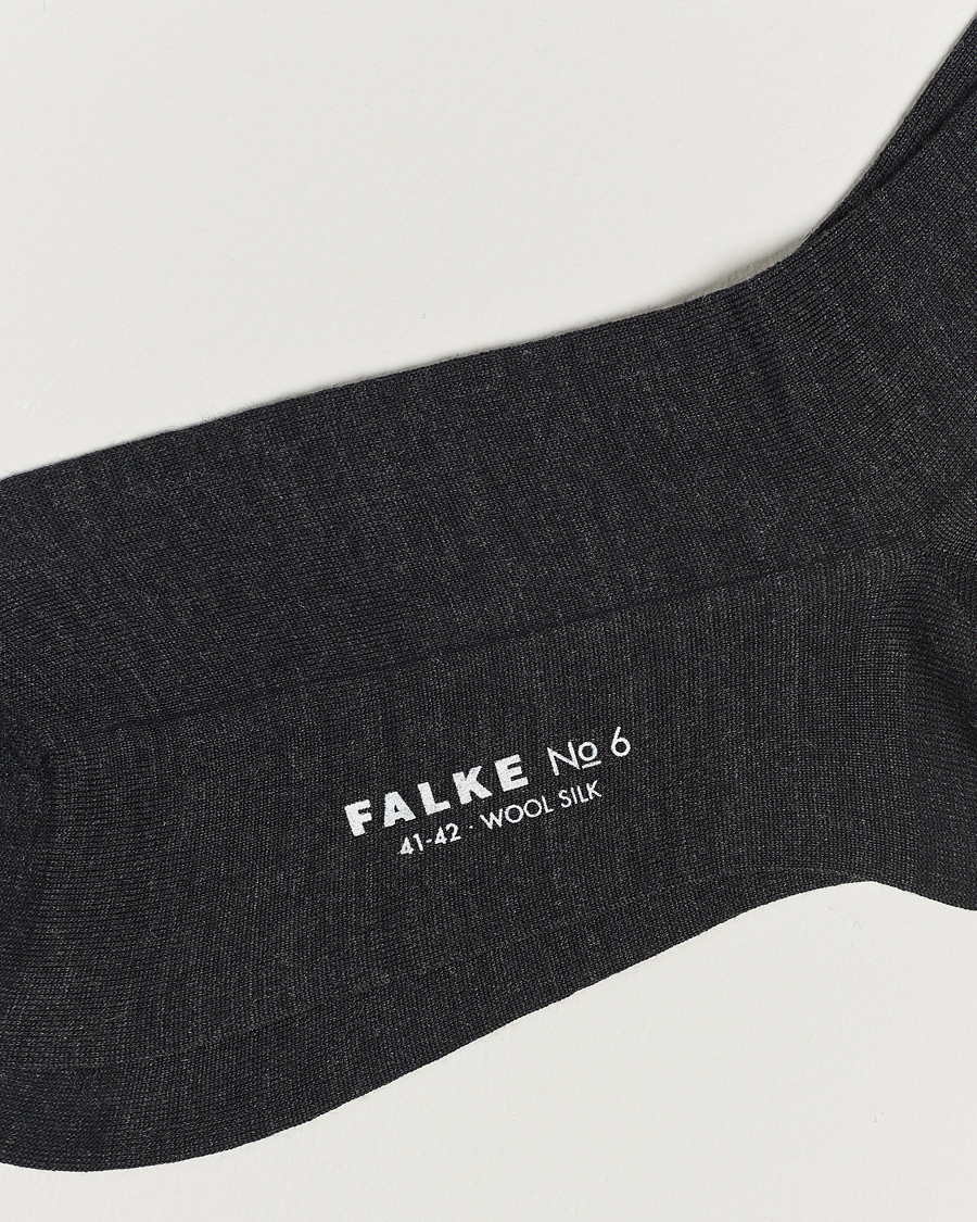 Herre | Undertøy | Falke | No. 6 Finest Merino & Silk Socks Anthracite Melange