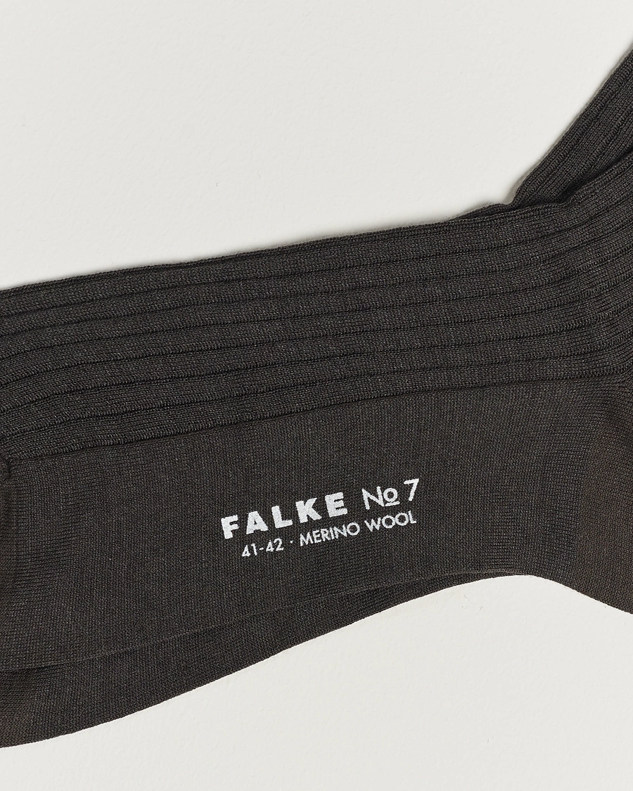 Herre |  | Falke | No. 7 Finest Merino Ribbed Socks Brown