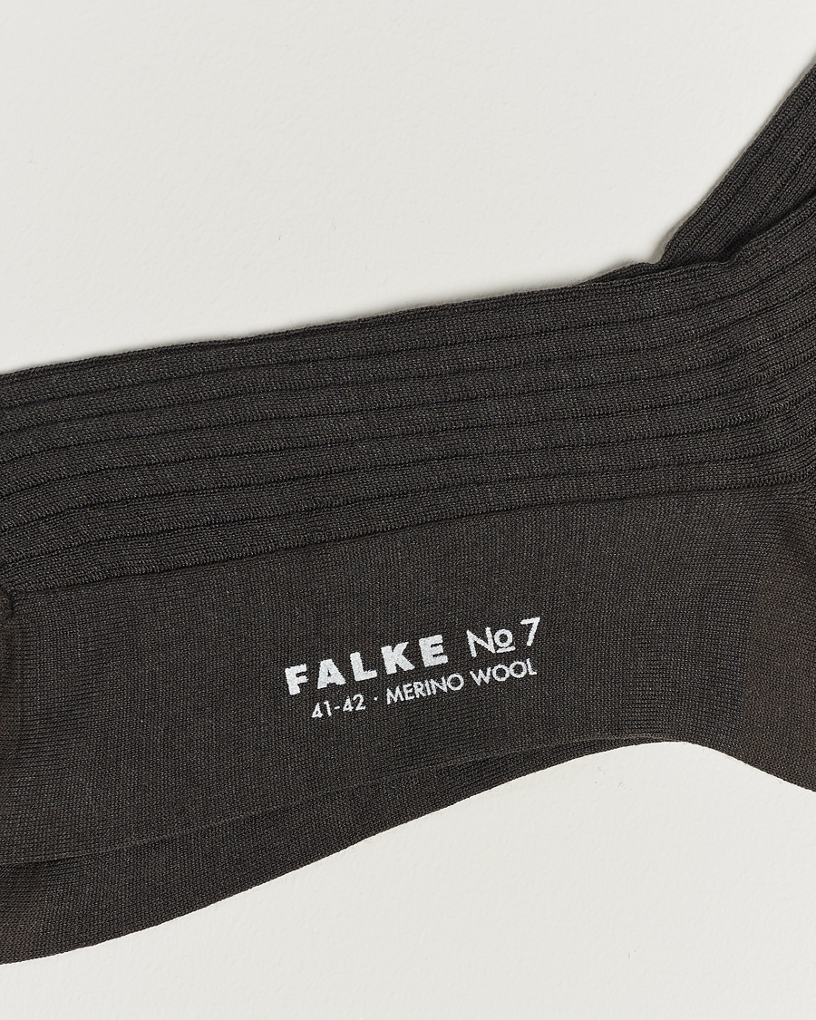 Herre | Undertøy | Falke | No. 7 Finest Merino Ribbed Socks Brown