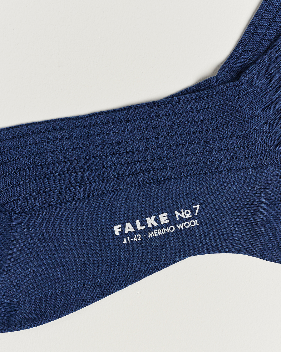 Herre | Undertøy | Falke | No. 7 Finest Merino Ribbed Socks Royal Blue