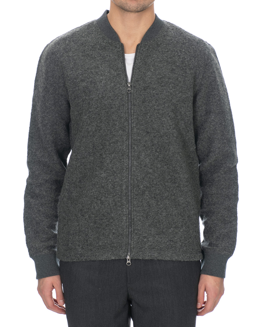 Herre | Gensere | Samsøe Samsøe | Samsøe & Samsøe Allaro Full Zip Wool Cardigan Dark Grey Melange