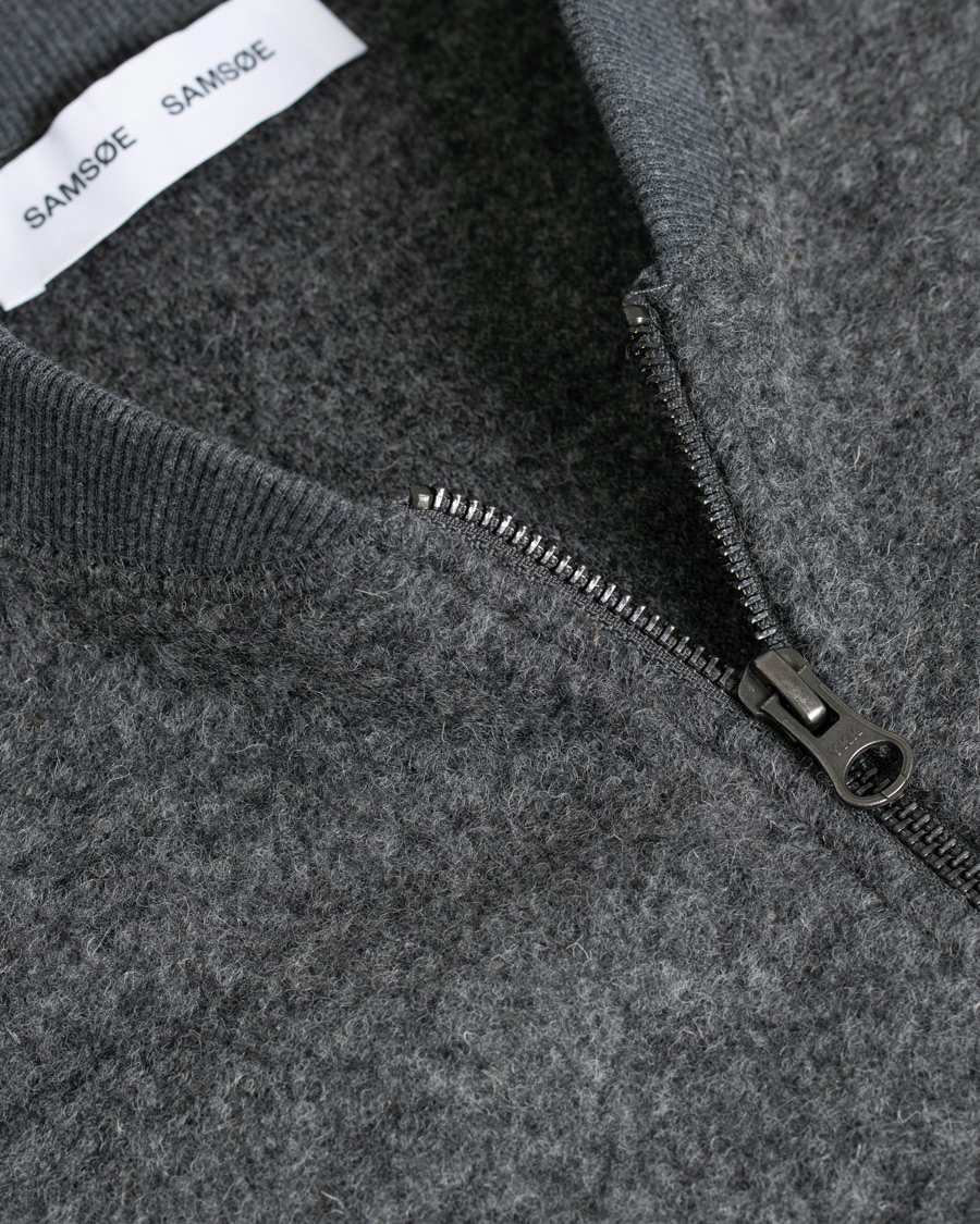 Herre | Gensere | Samsøe Samsøe | Samsøe & Samsøe Allaro Full Zip Wool Cardigan Dark Grey Melange