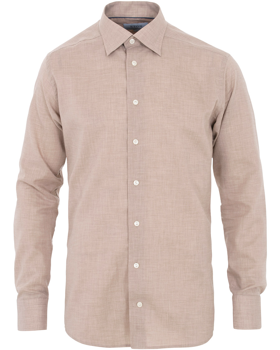 Herre | Skjorter | Eton | Slim Fit Lightweight Flannel Shirt Sand