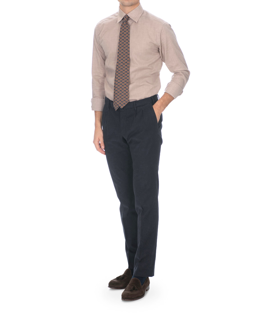 Herre | Skjorter | Eton | Slim Fit Lightweight Flannel Shirt Sand