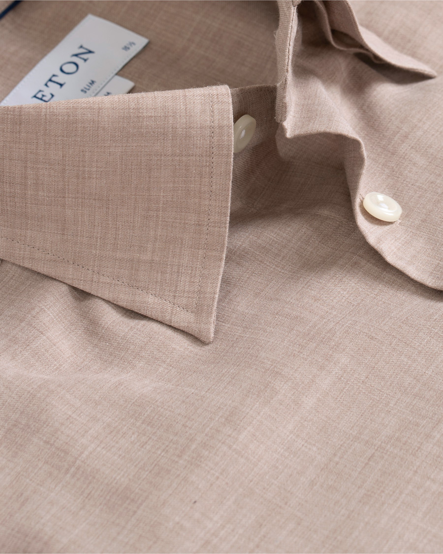 Herre | Skjorter | Eton | Slim Fit Lightweight Flannel Shirt Sand