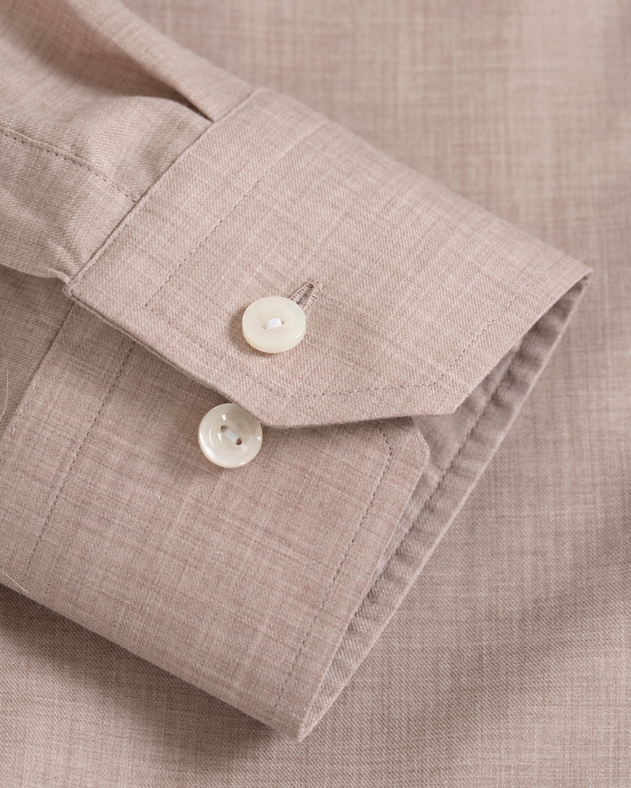 Herre | Skjorter | Eton | Slim Fit Lightweight Flannel Shirt Sand
