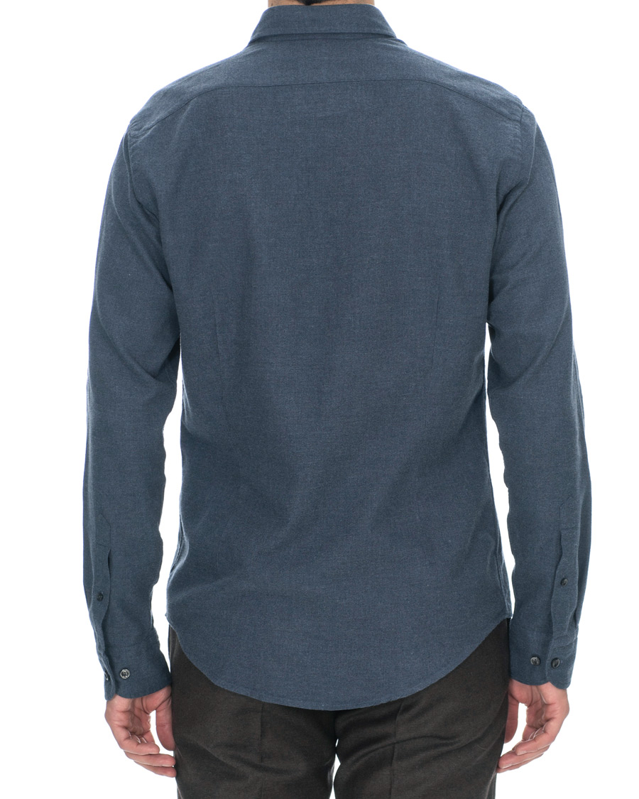 Herre | Skjorter | Eton | Slim Fit Flannel Button Under Shirt Mid Blue