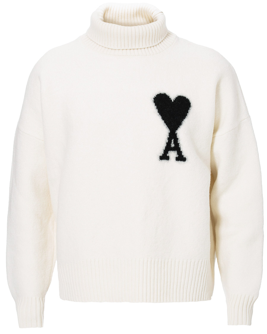 Herre | Gensere | AMI | Oversize Logo Wool Turtleneck Off White