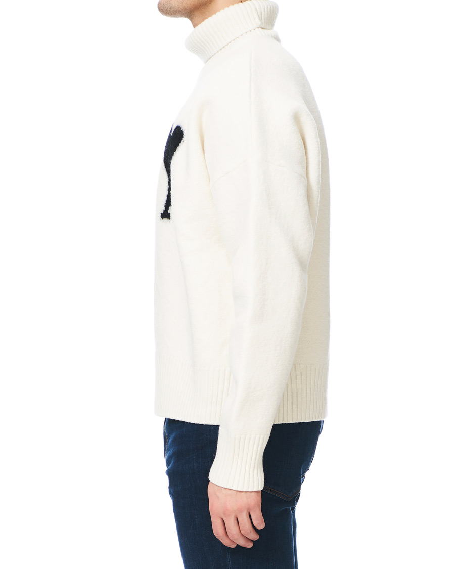 Herre | Gensere | AMI | Oversize Logo Wool Turtleneck Off White