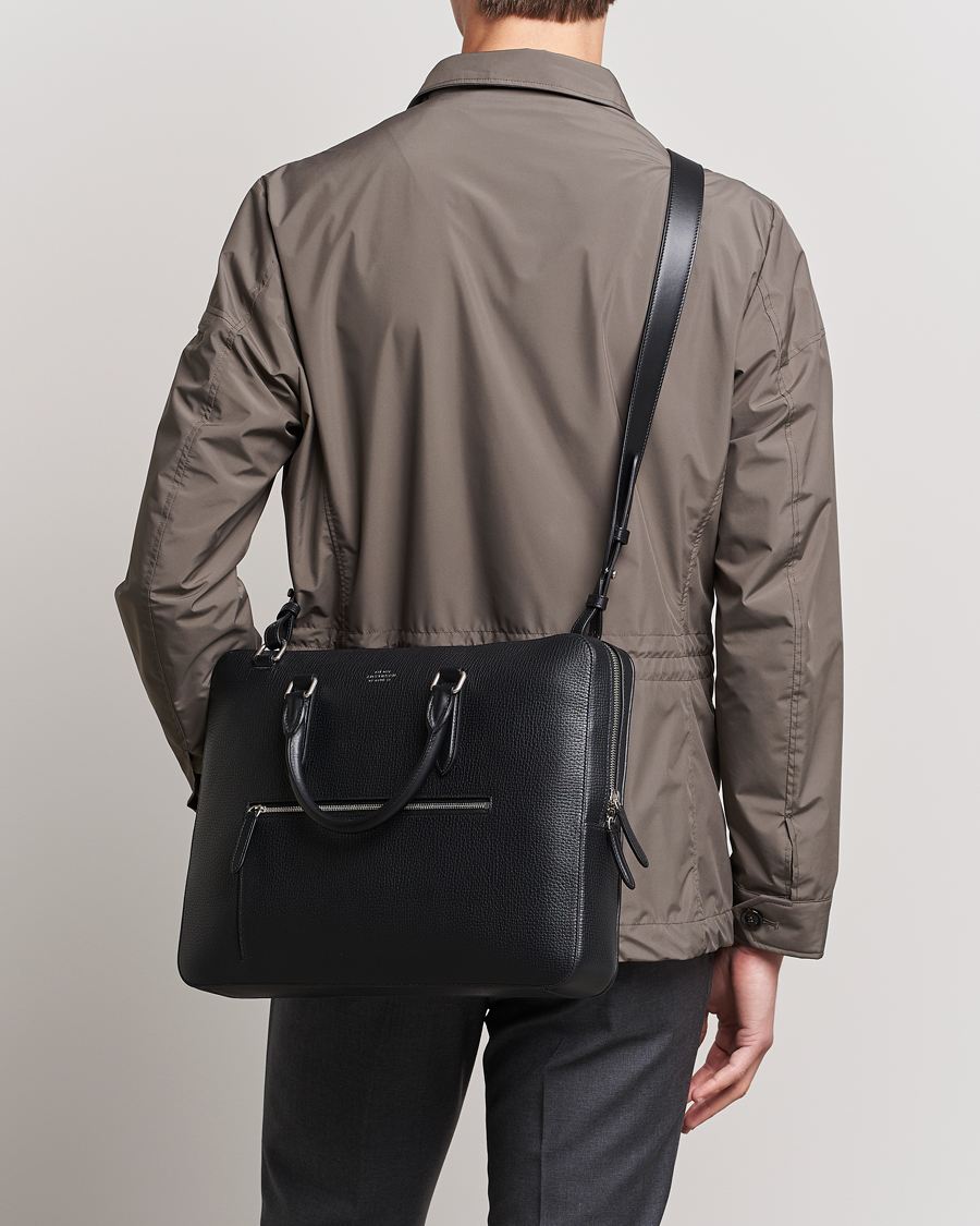 Herre | Alla produkter | Smythson | Ludlow Slim Briefcase With Zip Front Black