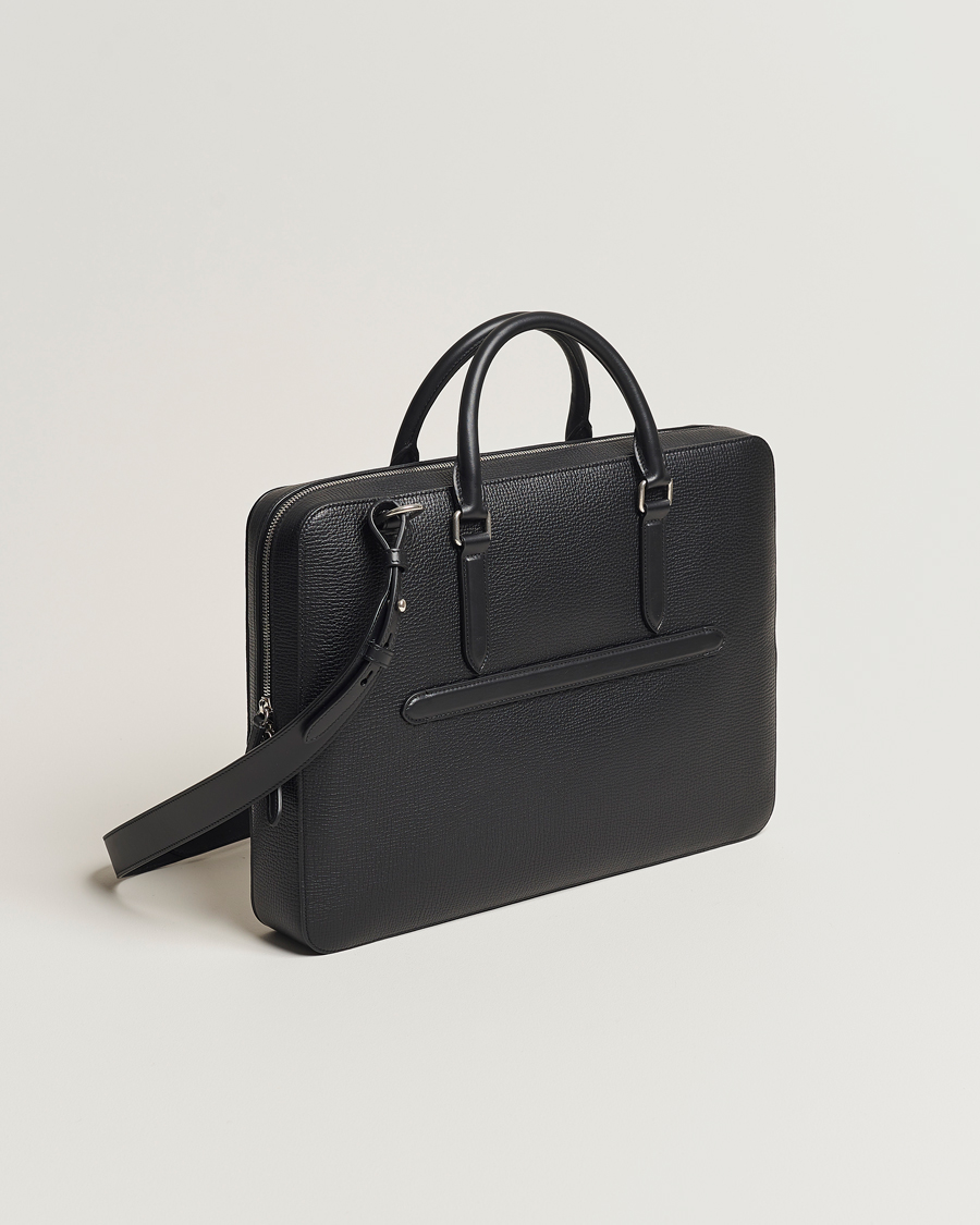 Herre | Vesker | Smythson | Ludlow Slim Briefcase With Zip Front Black