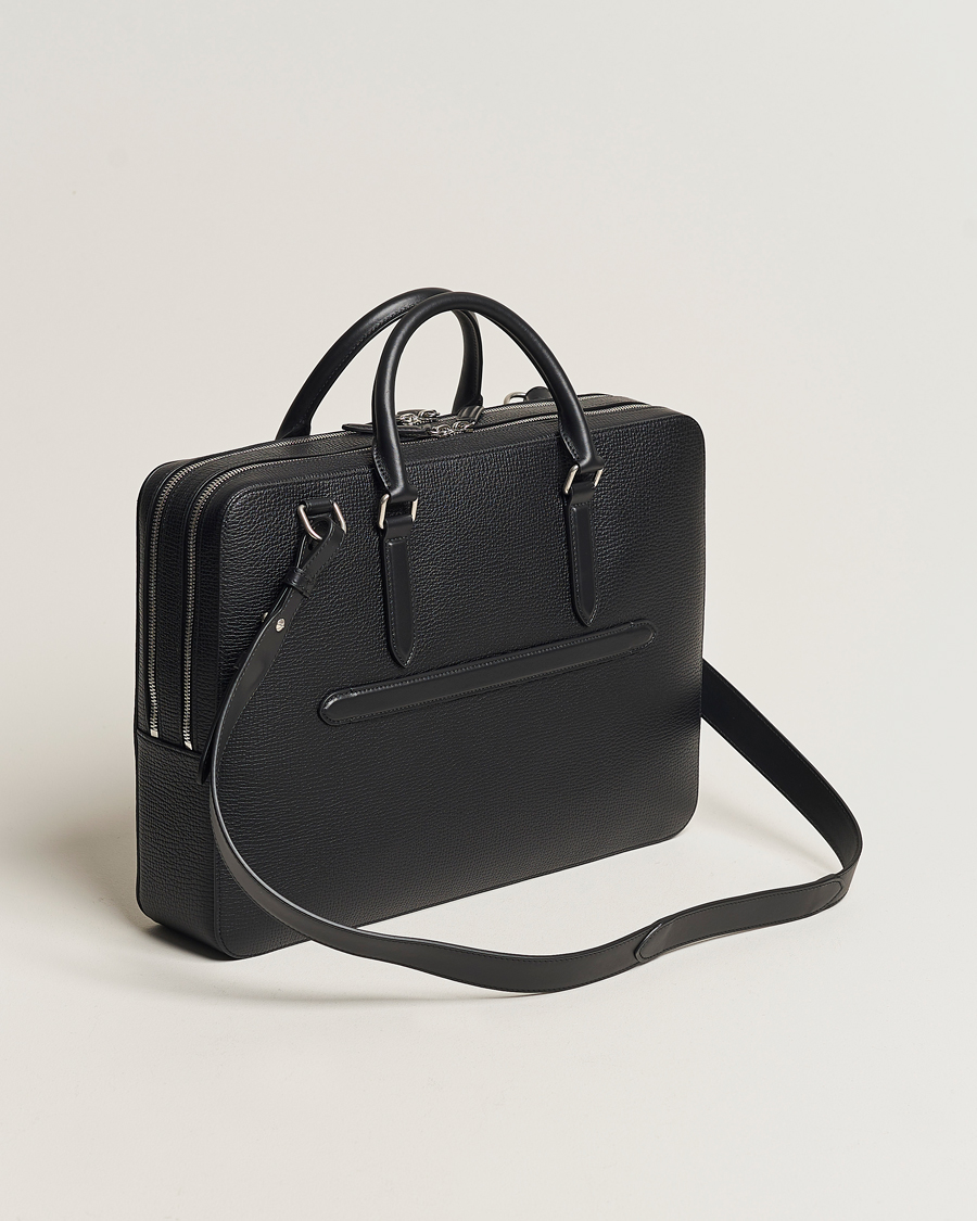 Herre | Vesker | Smythson | Ludlow Large Briefcase With Zip Front Black