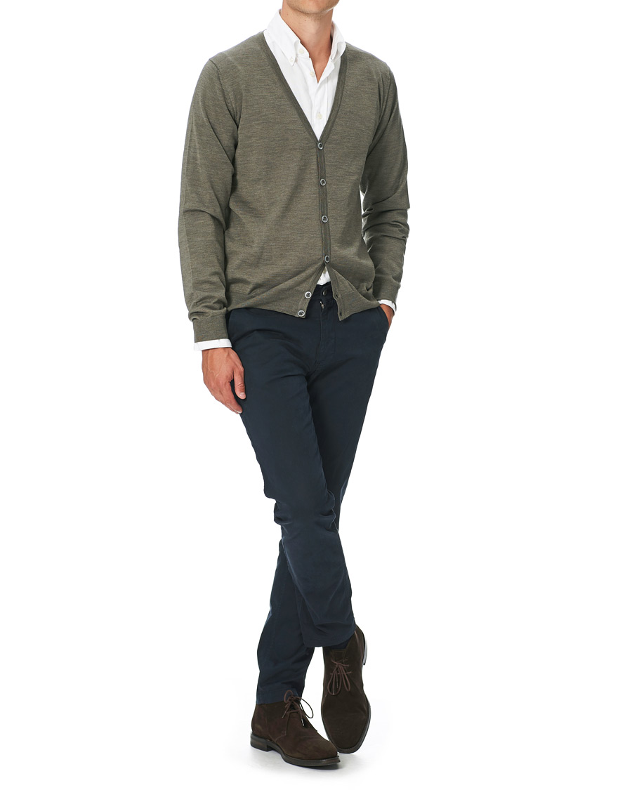 Herre | Gensere | Stenströms | Merino Zegna Knitted Cardigan Pistachio
