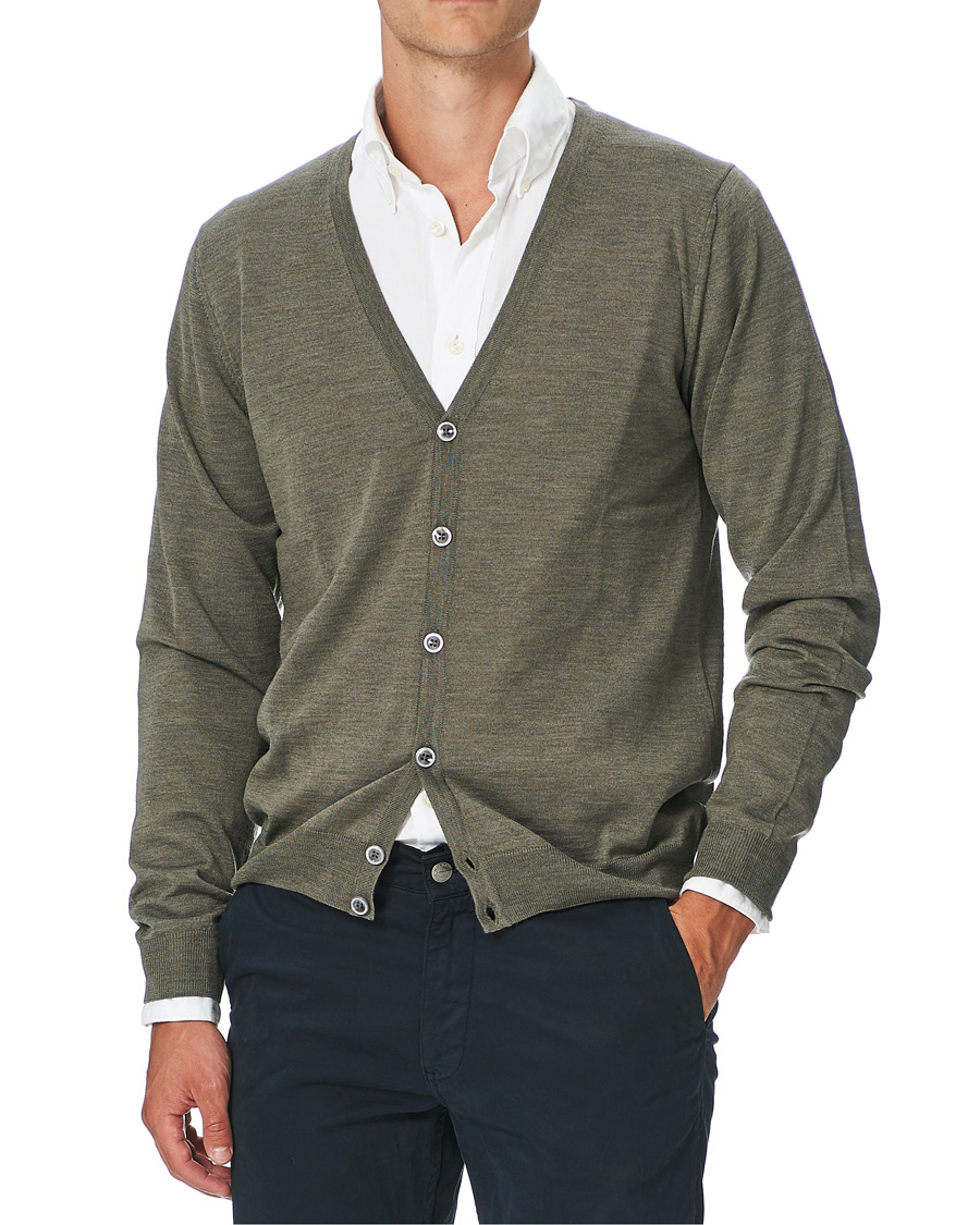 Herre | Gensere | Stenströms | Merino Zegna Knitted Cardigan Pistachio