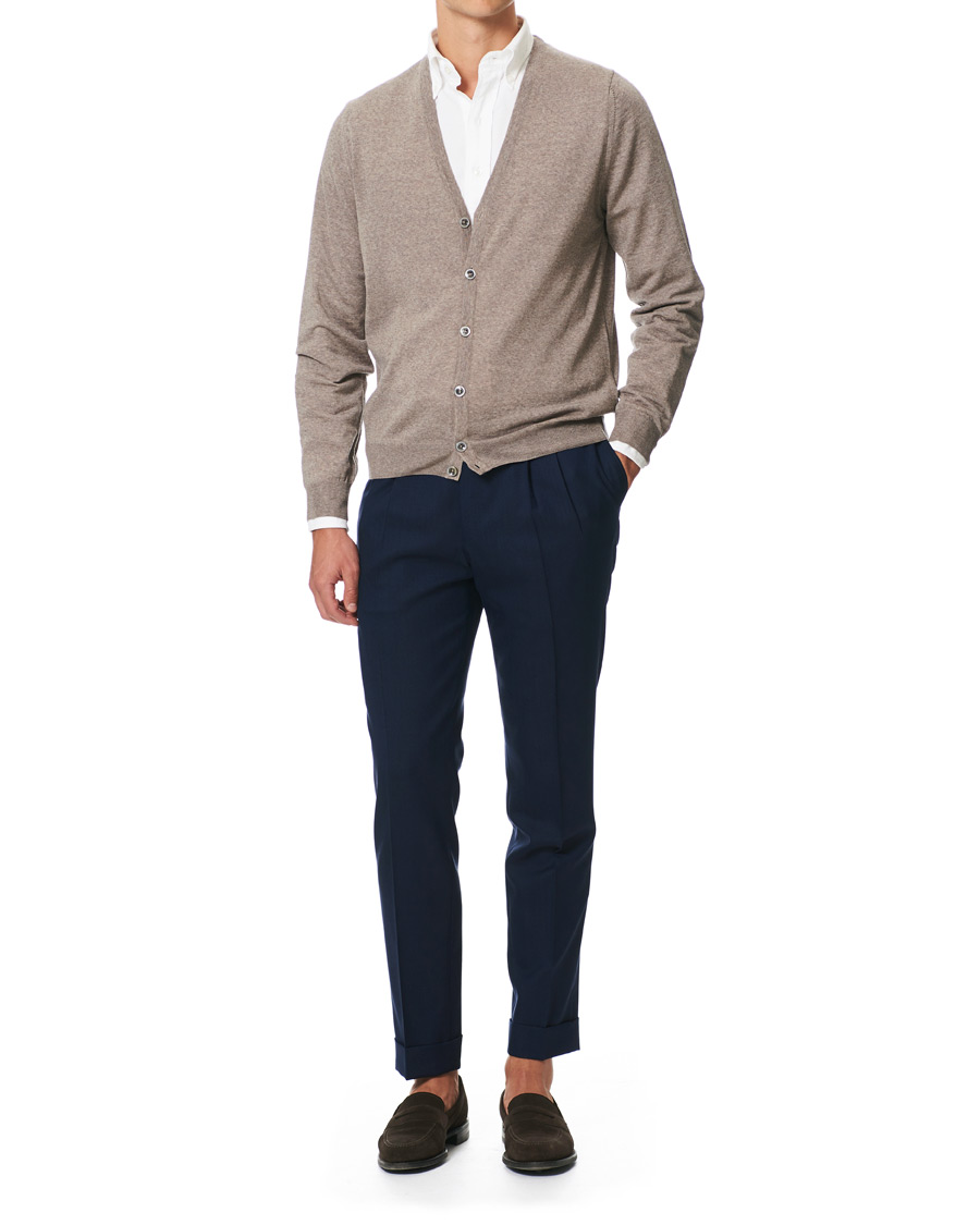 Herre | Gensere | Stenströms | Merino Zegna Knitted Cardigan Beige