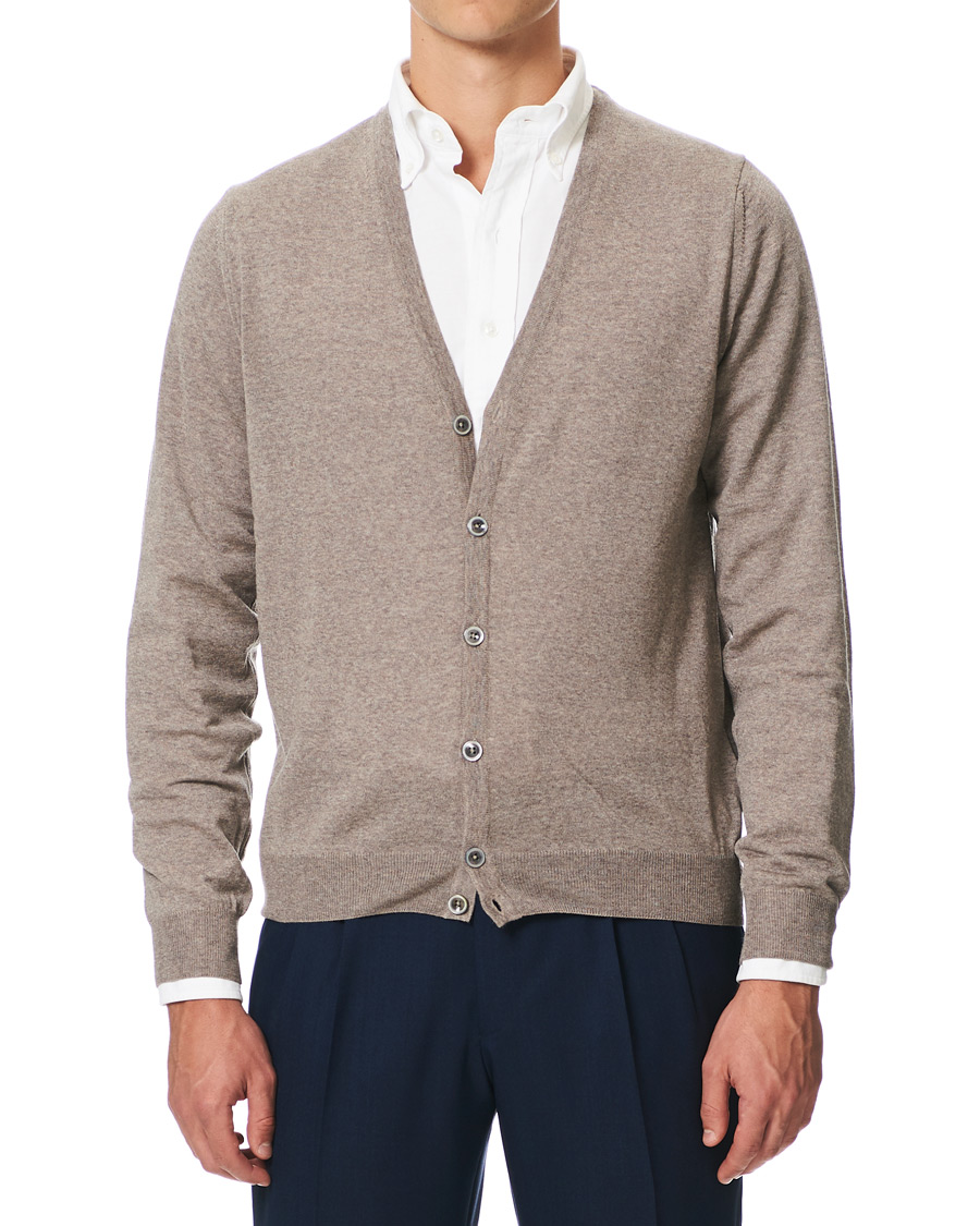 Herre | Gensere | Stenströms | Merino Zegna Knitted Cardigan Beige