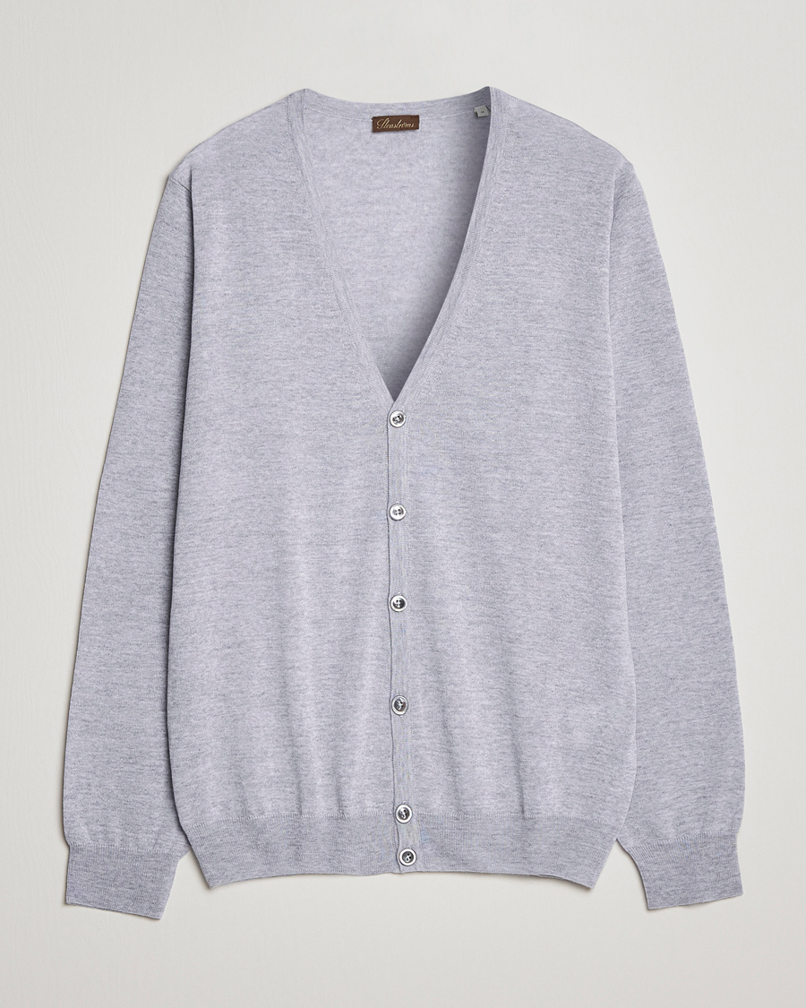 Herre | Gensere | Stenströms | Merino Zegna Knitted Cardigan Light Grey