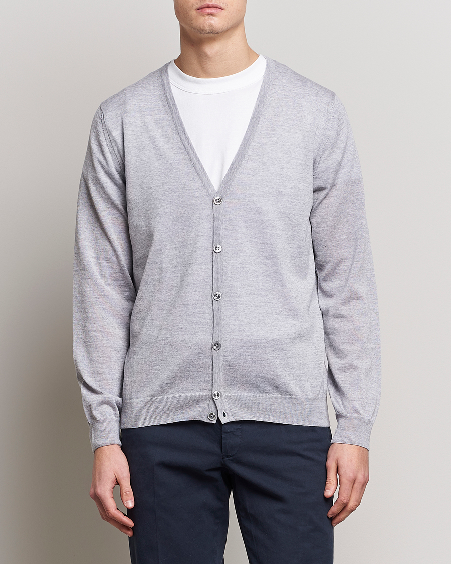 Herre |  | Stenströms | Merino Zegna Knitted Cardigan Light Grey