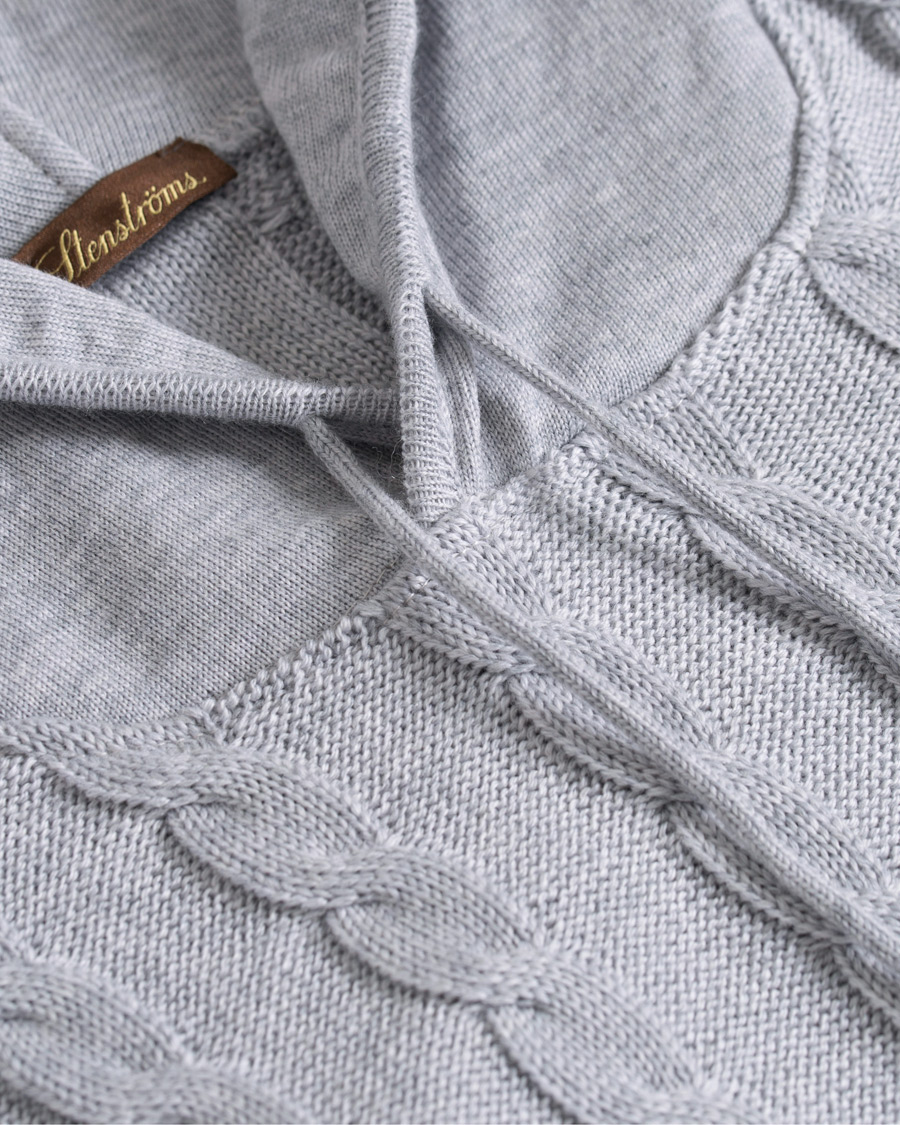 Herre | Gensere | Stenströms | Merino Wool Cable Hoodie Grey