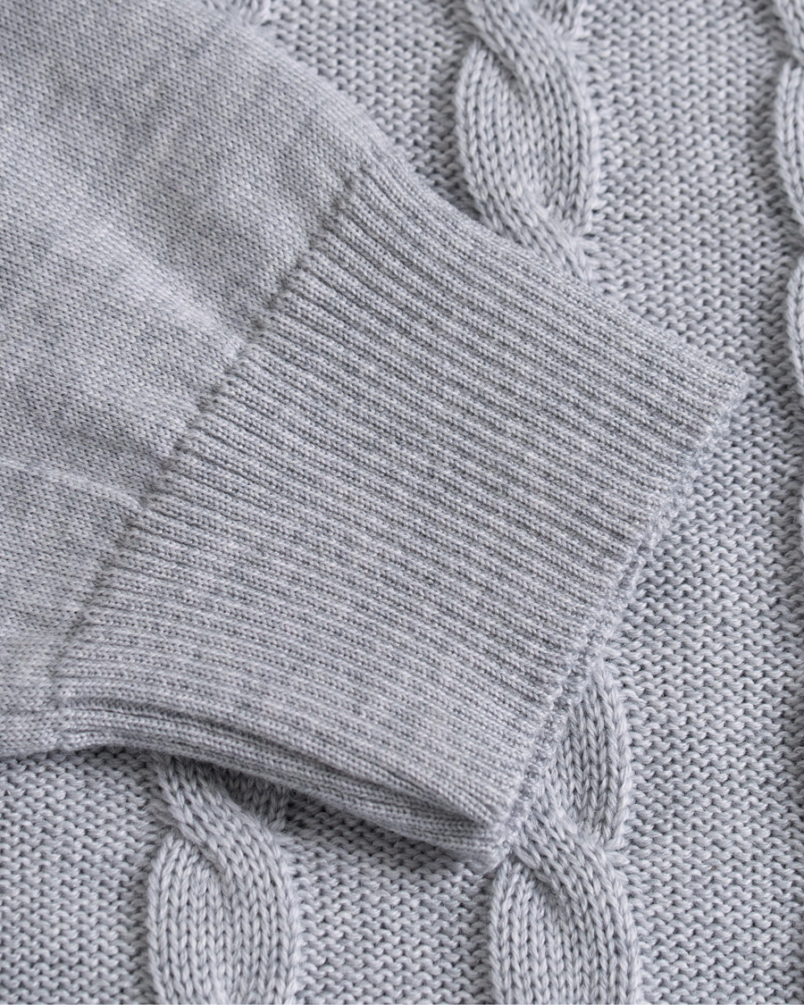 Herre | Gensere | Stenströms | Merino Wool Cable Hoodie Grey