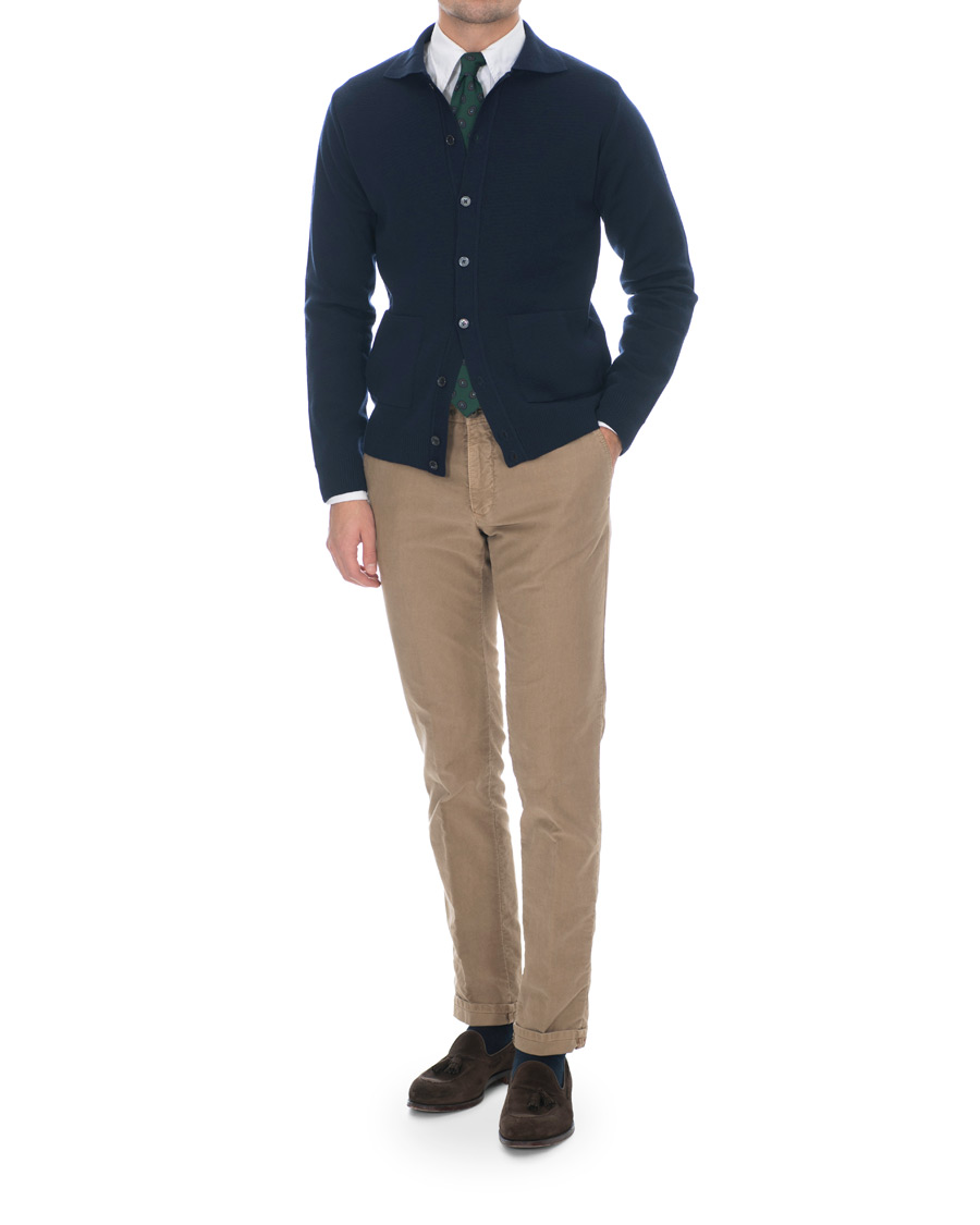 Herre | Gensere | Stenströms | Merino Wool Cardigan Navy