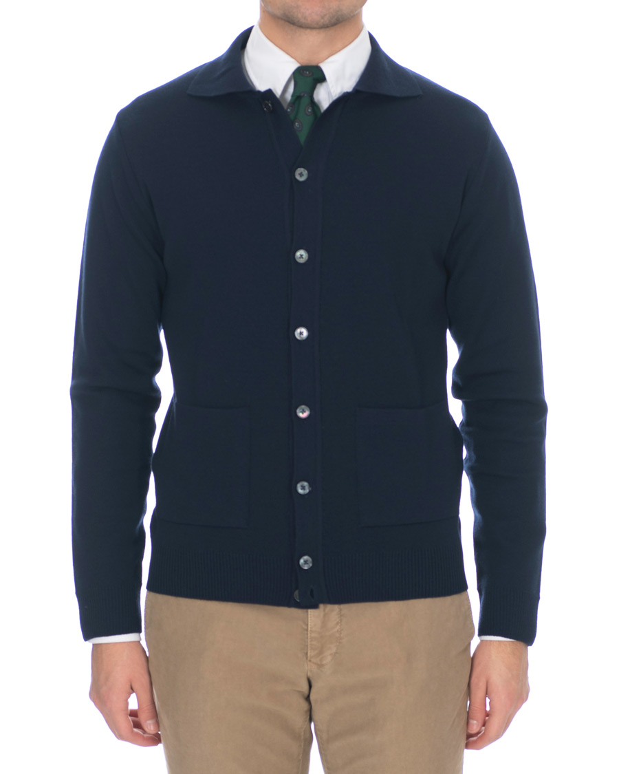 Herre | Gensere | Stenströms | Merino Wool Cardigan Navy