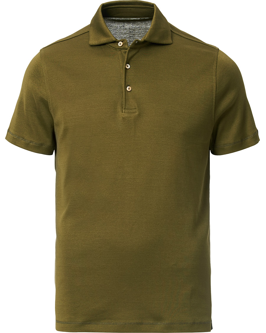 Herre | Pikéer | Stenströms | Mercerised Cotton Polo Shirt Green