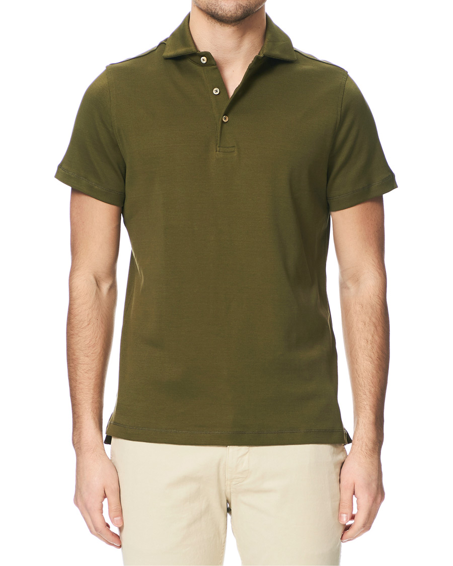 Herre | Pikéer | Stenströms | Mercerised Cotton Polo Shirt Green