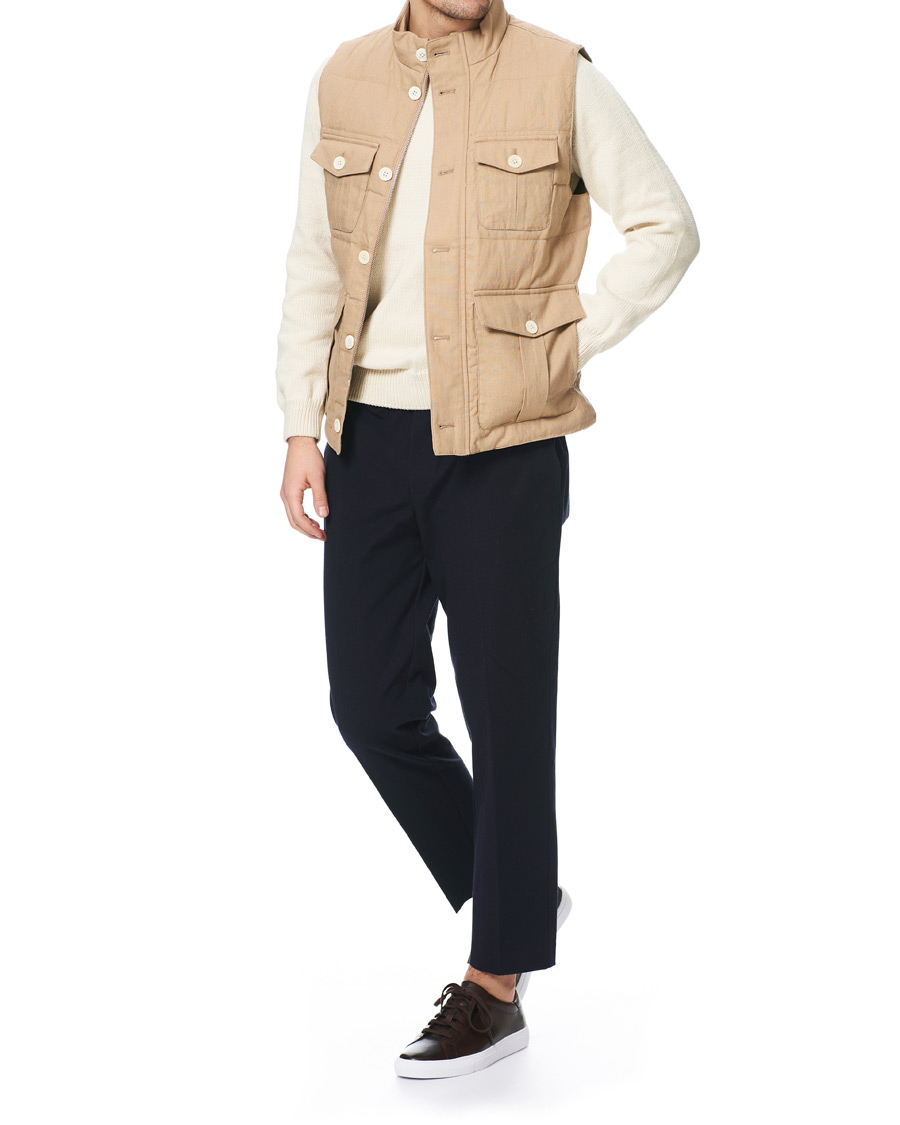 Herre | Jakker | Stenströms | Cotton/Linen Quilted Vest Beige