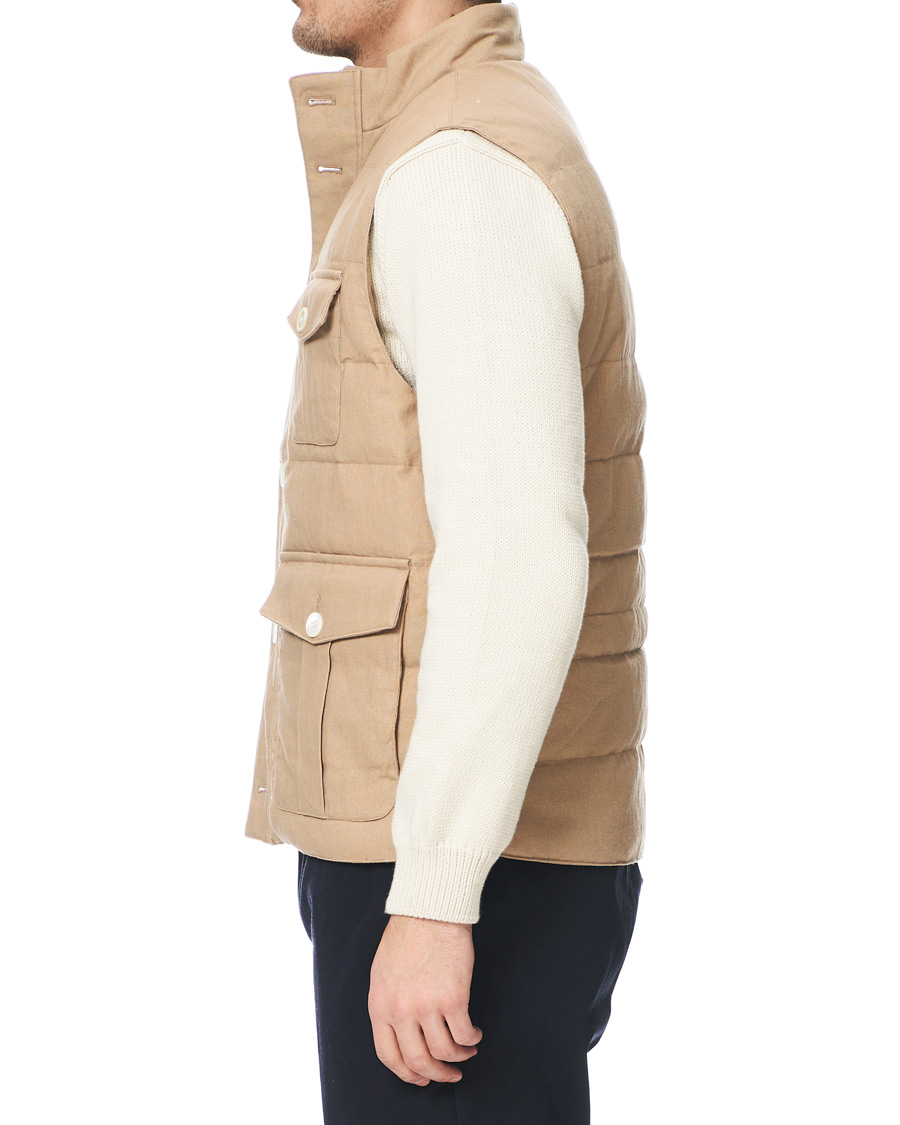 Herre | Jakker | Stenströms | Cotton/Linen Quilted Vest Beige