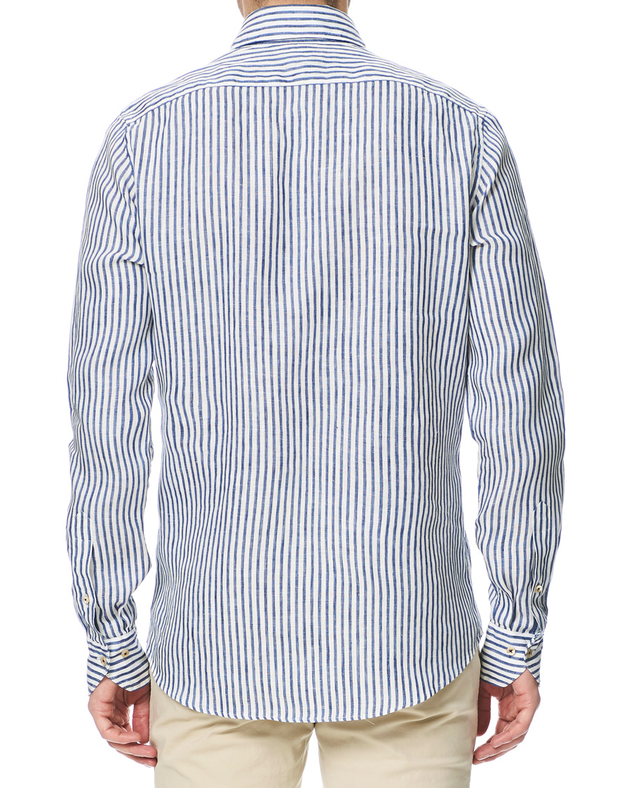 Herre | Skjorter | Stenströms | Slimline Striped Fullspread Linen Shirt Blue/White