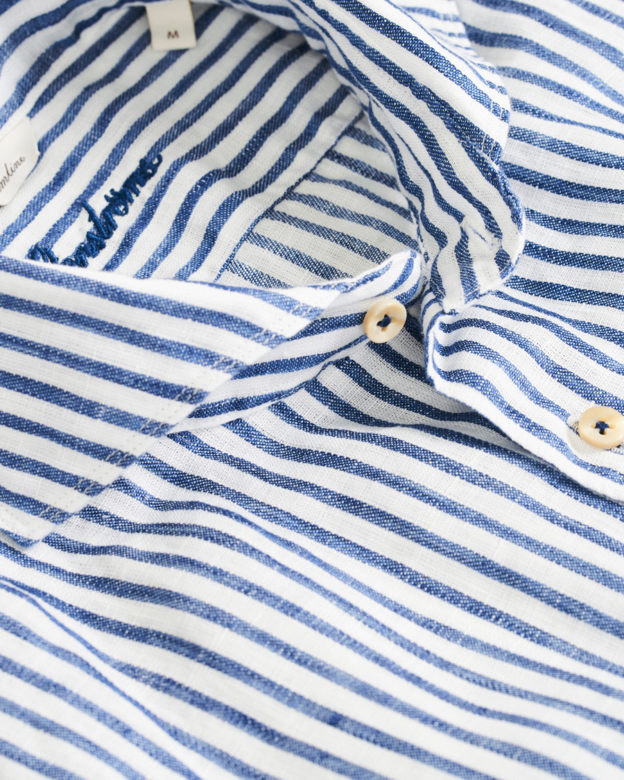 Herre | Skjorter | Stenströms | Slimline Striped Fullspread Linen Shirt Blue/White
